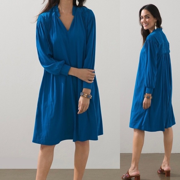 Chico’s Pintuck Popover Short Dress - Picture 1 of 8